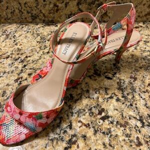 Ellen Tracy Floral Sandals - Pink and Green